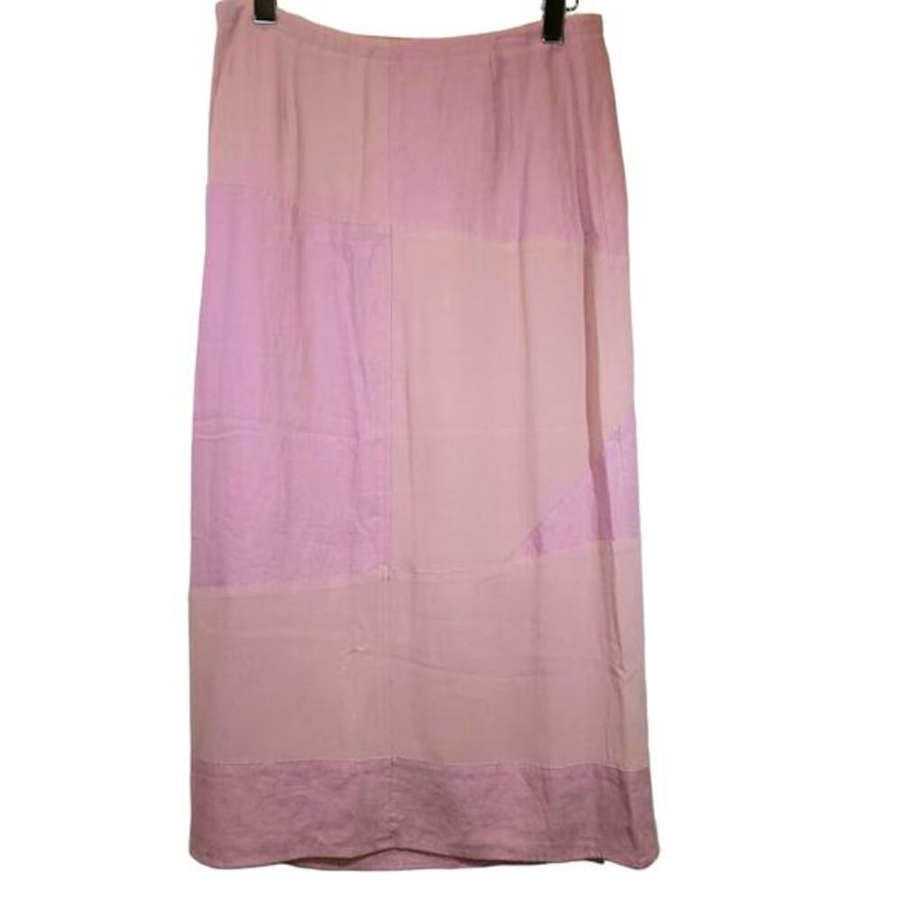 J. JILL VTG 90s Linen‎ Midi Skirt Wrap Pencil Womens Size 12 Patchwork Rose Pink - Picture 3 of 16